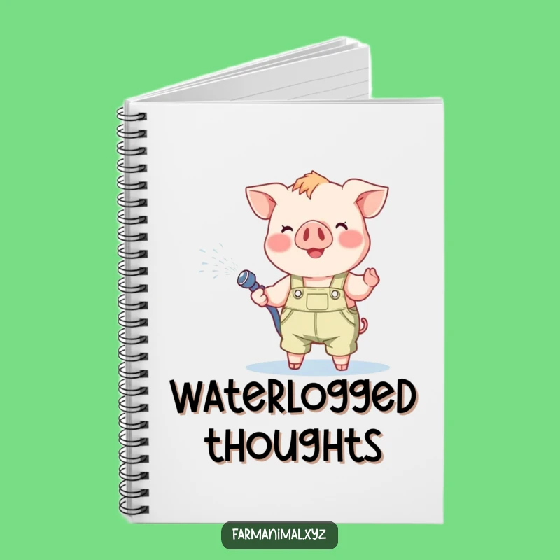 Funny Piglet Notebook - Cheerful Sprinkler Design, Overalls Fun, Great Funny Gift