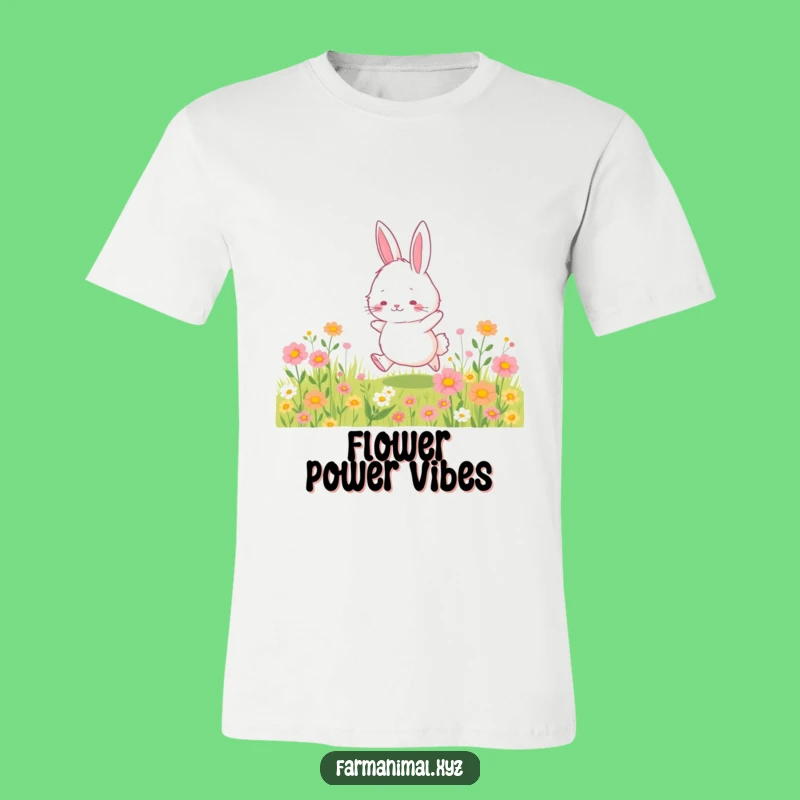 Funny Bunny Hopping T-Shirt - Fluffy Bunny Field, Great Gift!