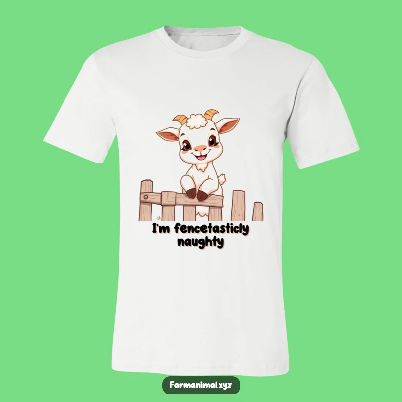 Funny Goat Climbing Fence T-Shirt - Hilarious Mischief Tee for Goaty Lovers