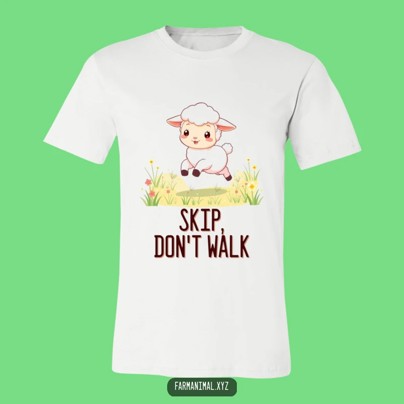 Funny Lamb Skipping T-Shirt: Adorable and Hilarious Meadow Adventure Apparel