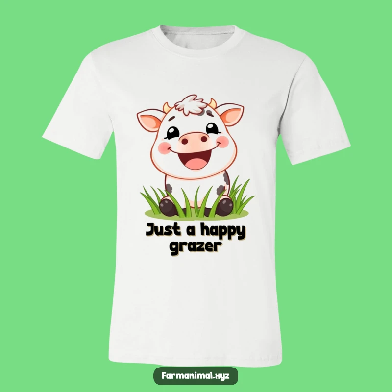 Funny Grinning Cow T-Shirt: Hilarious Grass Munching Farm Animal Tee, Ideal Funny Gift Apparel