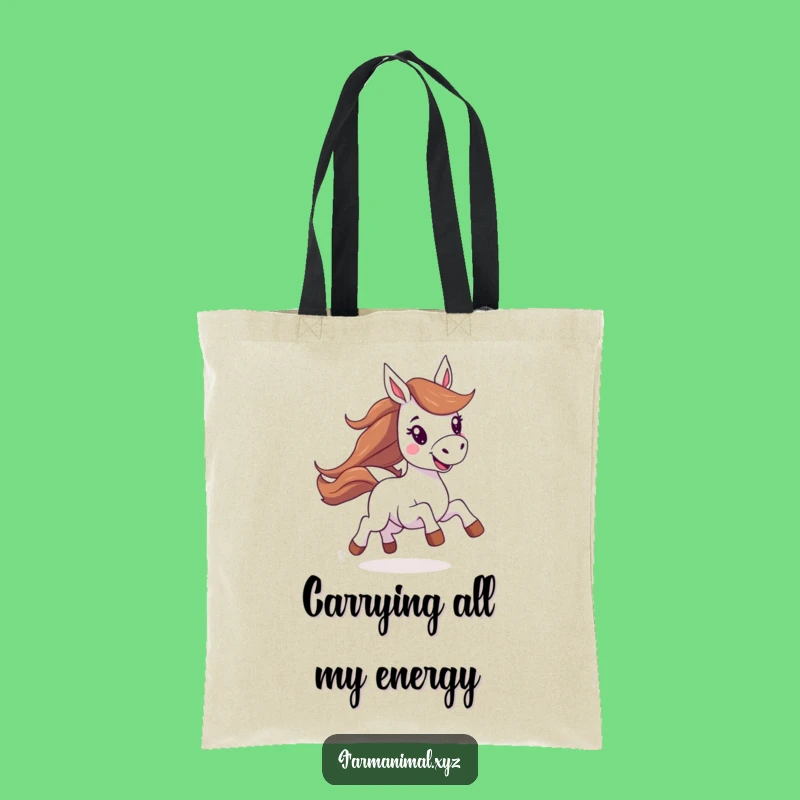 Funny Horse Tote Bag: Energetic Galloping Joyful Equine Carry-All, Perfect Funny Gift Accessory