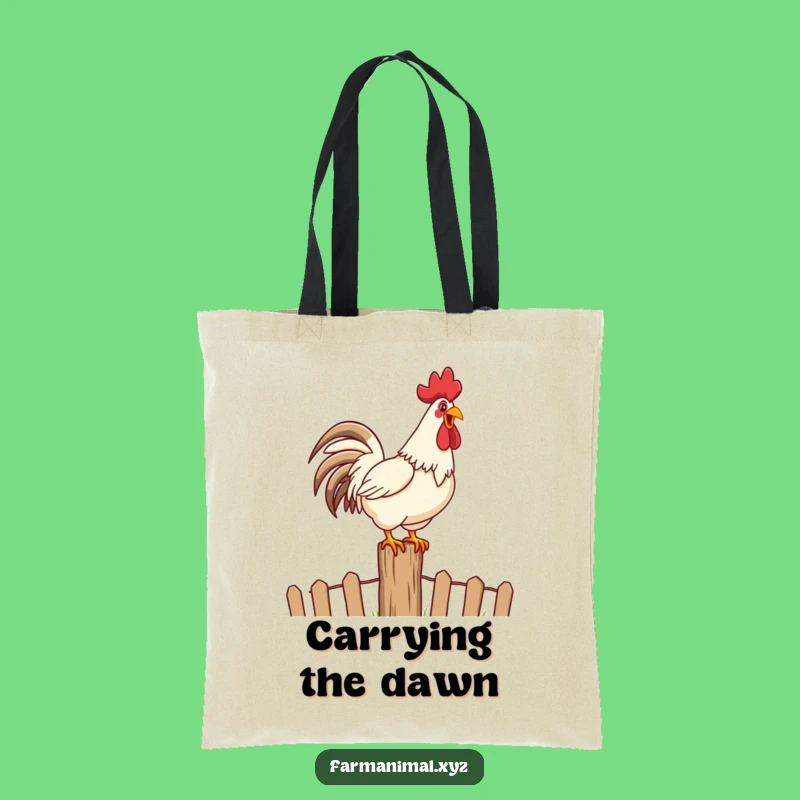 Funny Rooster Crowing Tote Bag: Carry Your Morning Spirit Anywhere
