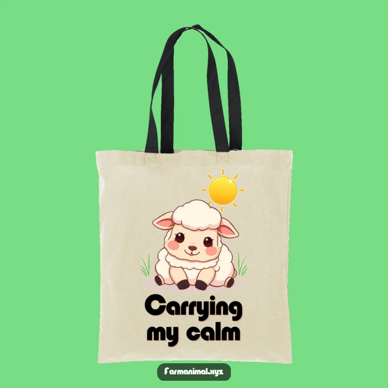 Funny Content Sheep Tote Bag: Sunny Sky Rest, Peaceful Funny Gift Carry-All
