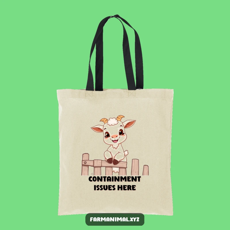 Funny Goat Climbing Fence Tote Bag - Chic Mischief Carry-All for Goaty Enthusiasts