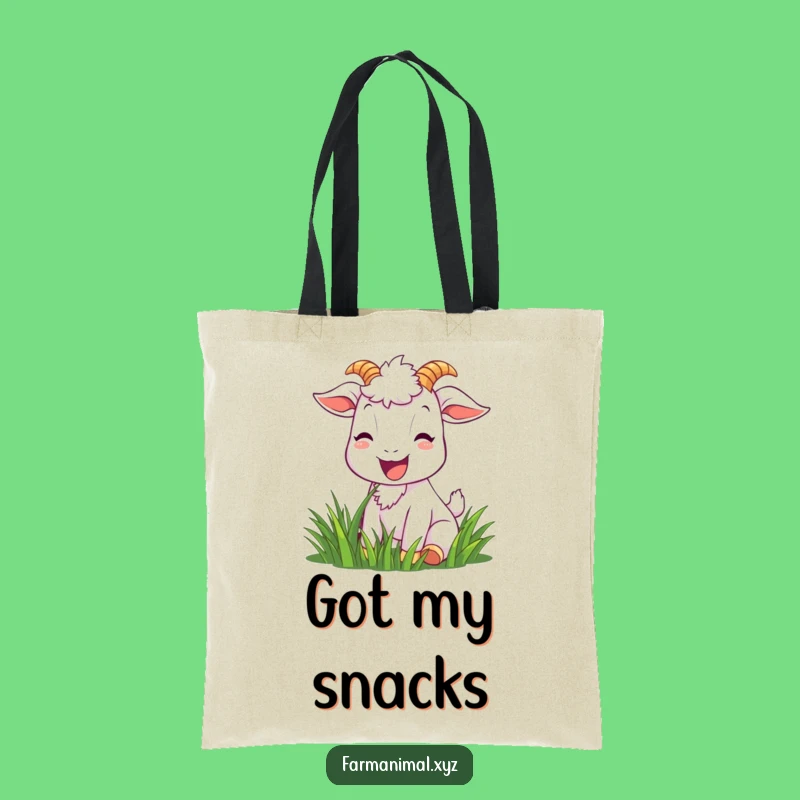 Funny Goat Tote Bag - Joyful Goat Munching, Great Shopping Bag Gift!