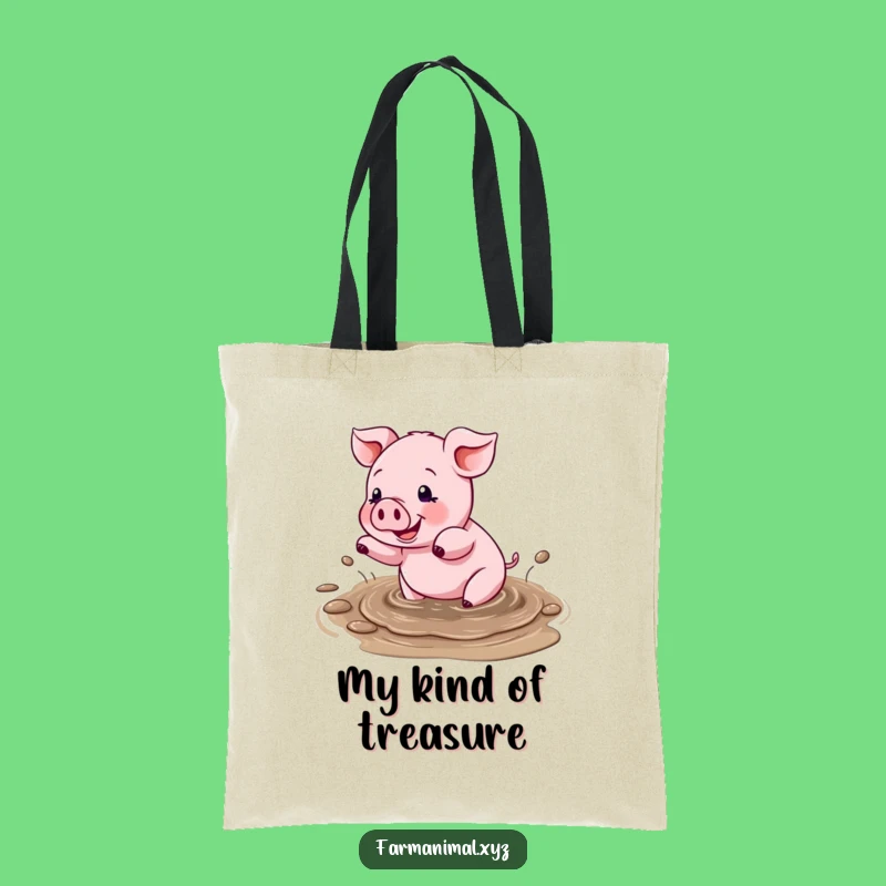Funny Pig Mud Splash Tote Bag: Durable Fun, Perfect Gift for Errands
