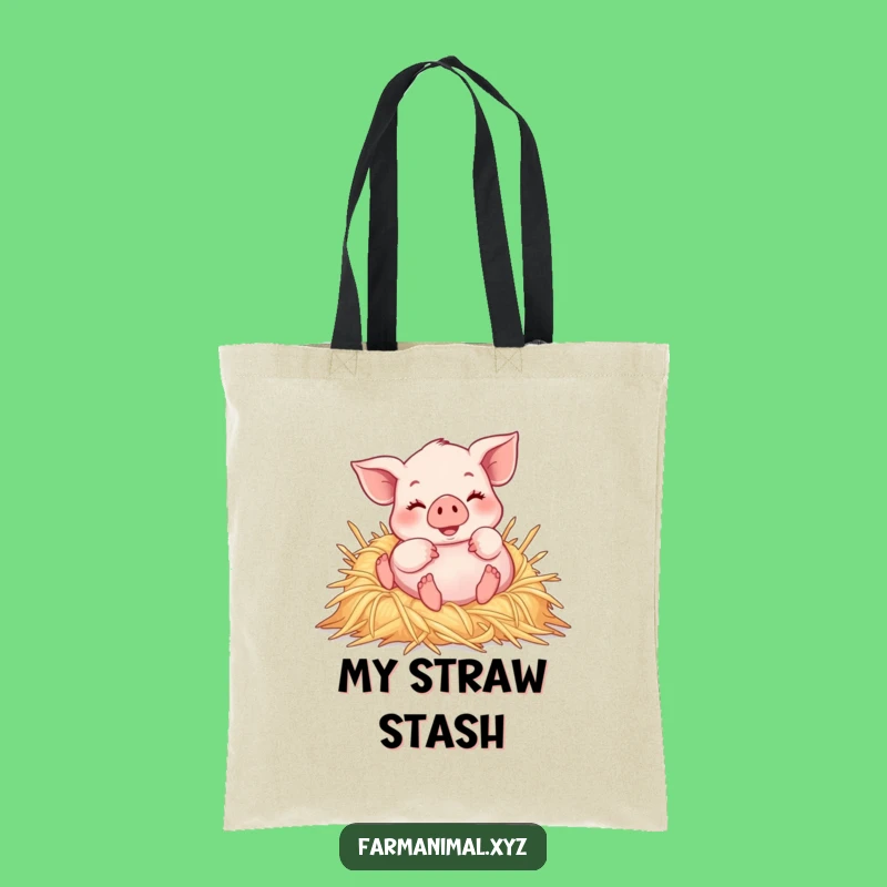 Funny Piglet Straw Tote Bag - Carry Your Happiness