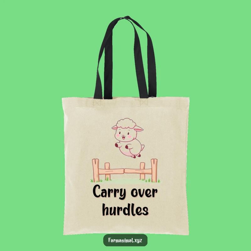 Funny Sheep Jumping Tote Bag: Playful Ewe Carry-All Gift
