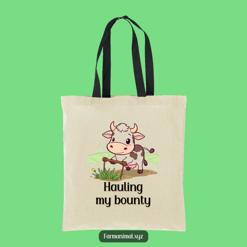 Funny Cow Plowing Tote Bag: Carry Your Hard Work with Farmyard Flair