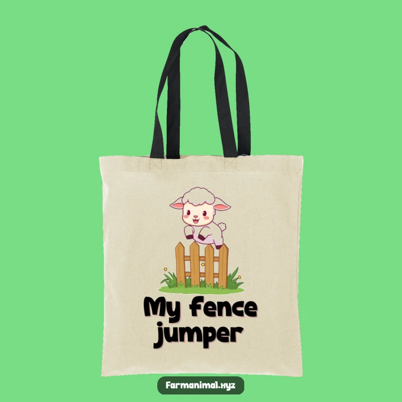 Funny Lamb Leaping Fence Tote Bag - Carry Your Energy